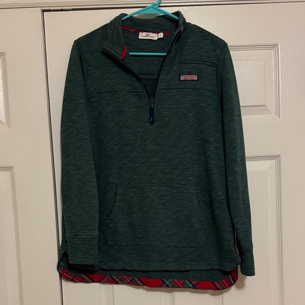 Vineyard Vines Dark Green quarter zip tunic sweatshirt